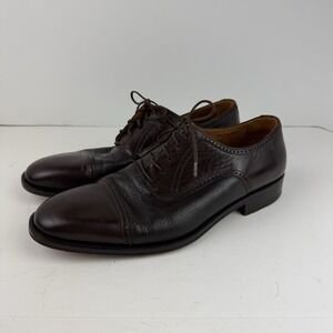 Magnanni Oxford Mens Size 8.5 M Brown Leather Cap Toe Dress Shoes Lace Up